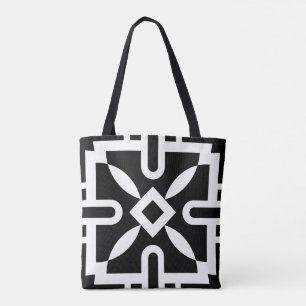 Chic Black and White Geometric Diamond Pattern