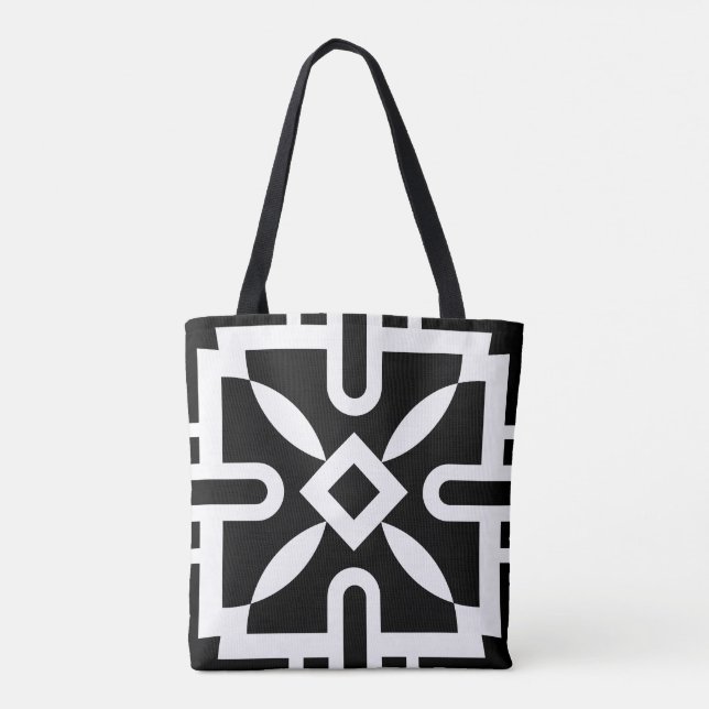 Chic Black and White Geometric Diamond Pattern (Rückseite)