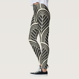 Chic Black and White Geometric Seamless Pattern Leggings