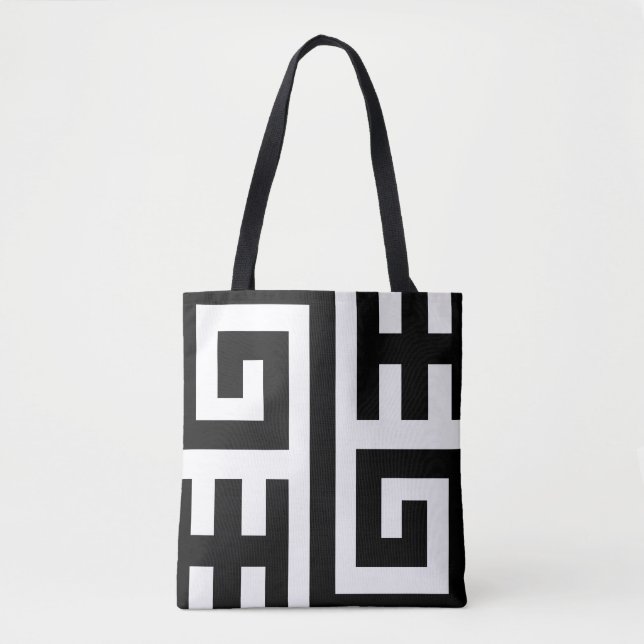 Chic Black and White Geometric Tote Bag (Vorderseite)