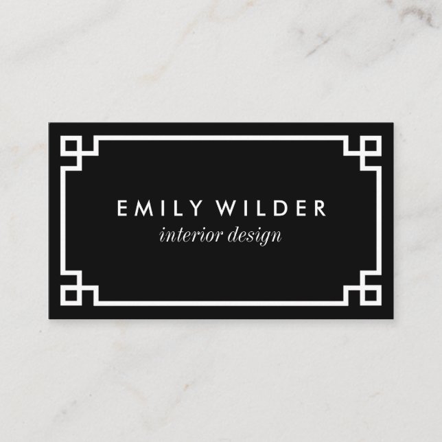 Chic Black and White Greece Key Visitenkarte (Vorderseite)