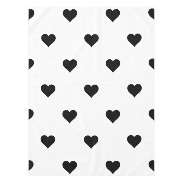 Chic Black and White Heart Romantic Table Setting Tischdecke (Vorderseite)