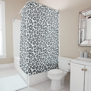 Chic Black and White Leopard Print Pattern Duschvorhang