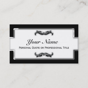 Chic Black and White Metallic Business Cards Visitenkarte