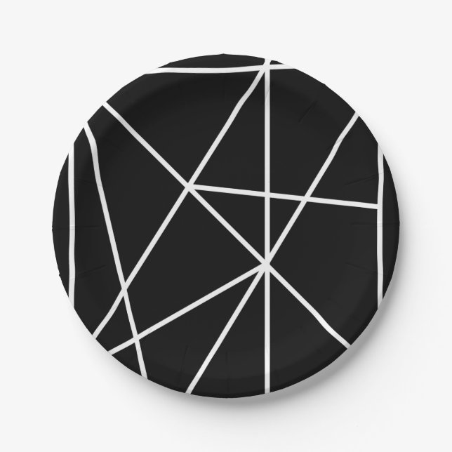 Chic Black and White Modern Geometric Pattern Pappteller (Vorderseite)