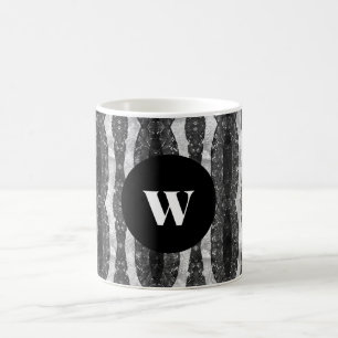 Chic Black and White Ornamental Mit Monogramm Kaffeetasse