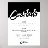 Chic Black and White Party Drink Menu