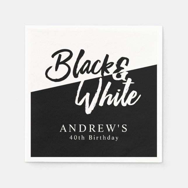 Chic Black and White Party Serviette (Vorderseite)