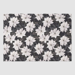 Chic Black and White Poinsettia Seidenpapier