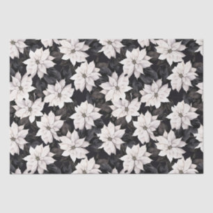 Chic Black and White Poinsettia Seidenpapier
