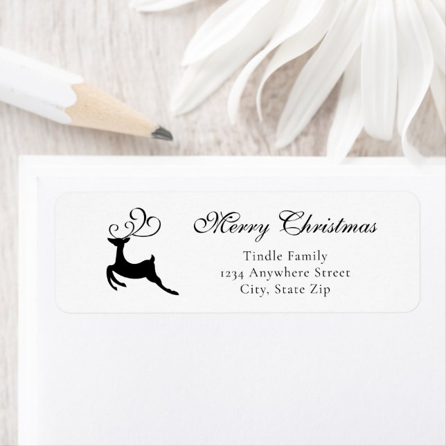 Chic Black and White Reindeer Address              (Insitu)
