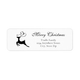 Chic Black and White Reindeer Address