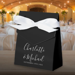 Chic Black and White Script Gastgeschenk Hochzeit  Geschenkschachtel