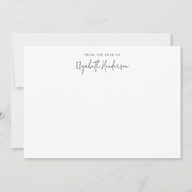 Chic Black and White Script  Mitteilungskarte (Vorderseite)