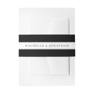 Chic Black and White Simple Wedding Einladungsbanderole