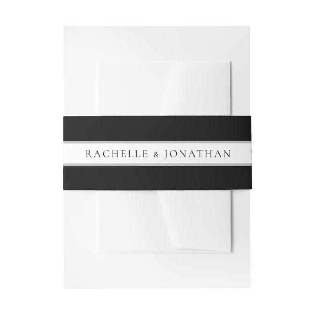 Chic Black and White Simple Wedding Einladungsbanderole (Vorderseite Beispiel)