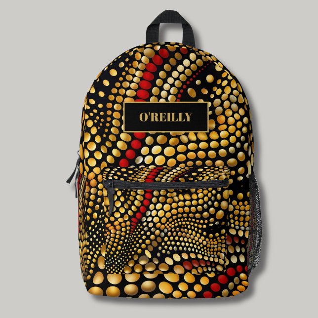 Chic Black and Yellow Pattern Modernes Monogramm Bedruckter Rucksack (Von Creator hochgeladen)