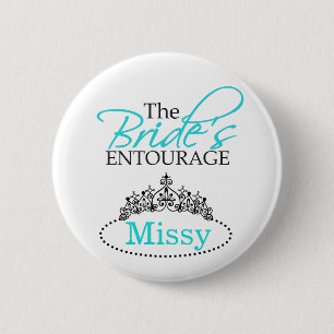 Chic Black Aqua The Bride's Entourage Brautparty Button