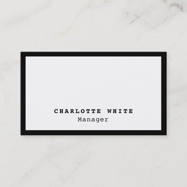 Chic Black Border White Beruflich Modern Schlicht Visitenkarte (Vorderseite)