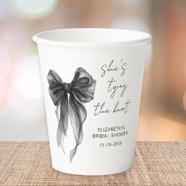 Chic Black Bow Watercolor-Brautparty Pappbecher