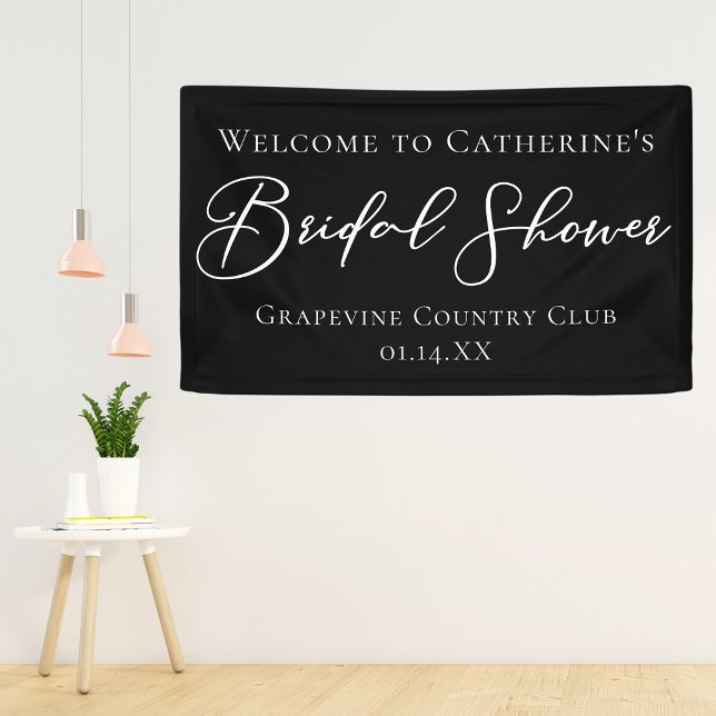 Chic Black Bridal Shower Personalized Welcome Banner (Von Creator hochgeladen)