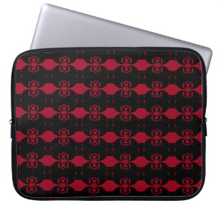 Chic Black & Burgundy Red Abstrakt Pattern Laptopschutzhülle