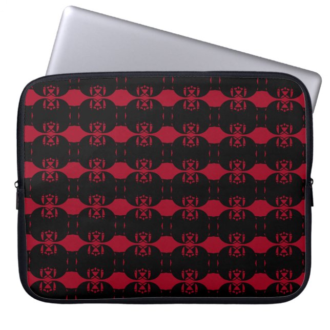 Chic Black & Burgundy Red Abstrakt Pattern Laptopschutzhülle (Vorderseite)