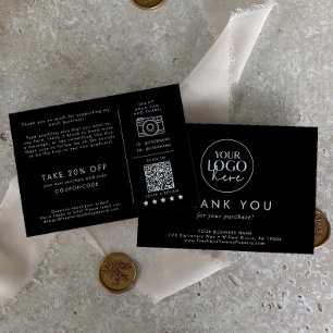 Chic Black Business Logo Vielen Dank bestellen Begleitkarte