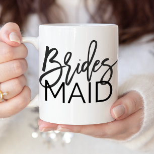 Chic Black Calligraphy Bridesmaid Zweifarbige Tasse