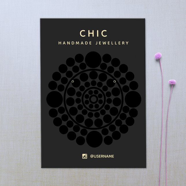 Chic Black Circle Motif Earring Display Card (Von Creator hochgeladen)