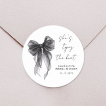 Chic Black Coquette Bow Watercolor Brautparty