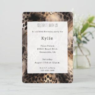 Chic Black Cream Leopard Tier Geburtstag Einladung