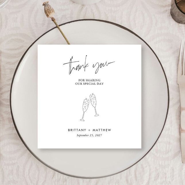 Chic Black Cursive Wedding Danke Napkins Serviette (Personalized Chic Black Cursive Wedding Thank You Napkins)