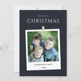 CHIC BLACK CUSTOM FAMILY FOTO MERRIEST CHRISTMAS FEIERTAGSKARTE