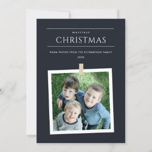 CHIC BLACK CUSTOM FAMILY FOTO MERRIEST CHRISTMAS FEIERTAGSKARTE
