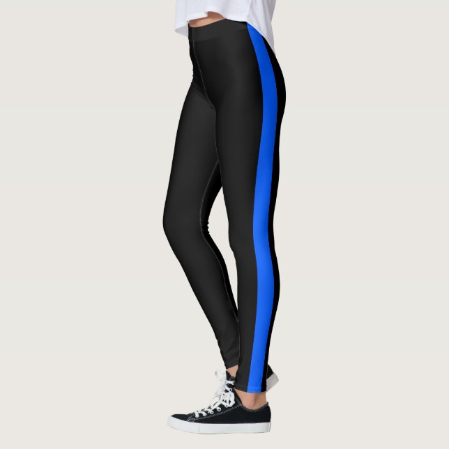 Chic Black Electric Blue Side Panel Leggings (Links)