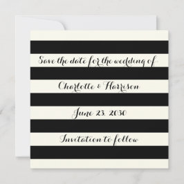 Chic Black Elfenbeinstreifen Save the Date Karte