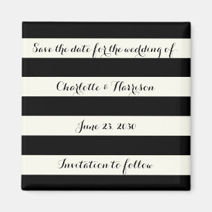 Chic Black Elfenbeinstreifen Speichern Sie den Dat Magnet