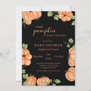 Chic Black Fall Pumpkin Baby Dusche Einladung