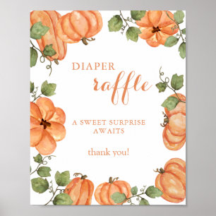 Chic Black Fall Pumpkin Baby Dusche Windel Raffel Poster