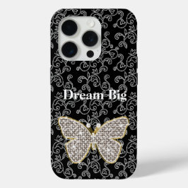 Chic Black Floral Jewel Butterfly Case-Mate iPhone Hülle