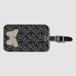 Chic Black Floral Jewel Butterfly Gepäckanhänger