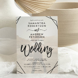 Chic Black Frame einfache Foto Skript Hochzeit Einladung