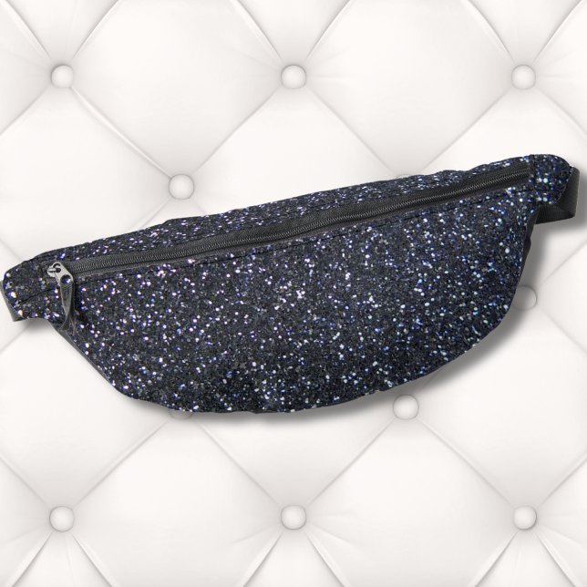 Chic Black Glitzer Sparkle Bauchtasche (Stylish Glam Fashion Faux Black Glitter Pattern Fanny Pack)