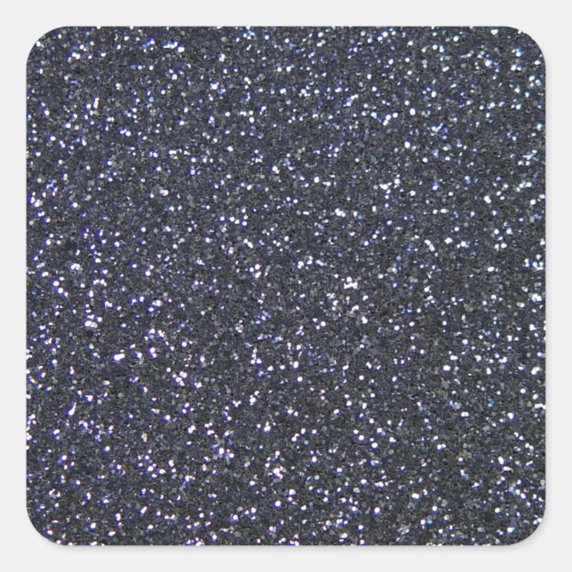 Chic Black Glitzer Sparkle Quadratischer Aufkleber (Vorderseite)