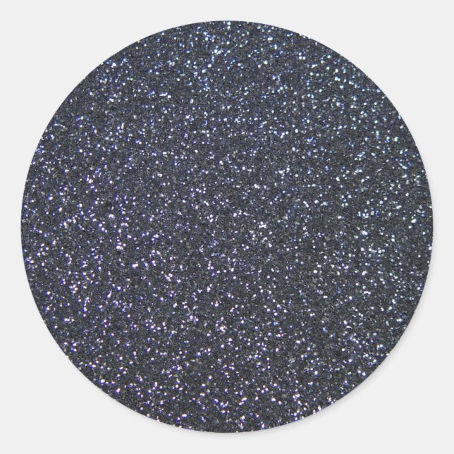Chic Black Glitzer Sparkle Runder Aufkleber (Vorderseite)