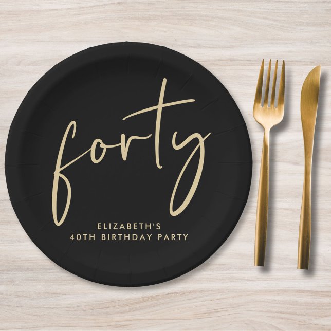 Chic Black Gold 40. Geburtstag Party Pappteller (Von Creator hochgeladen)