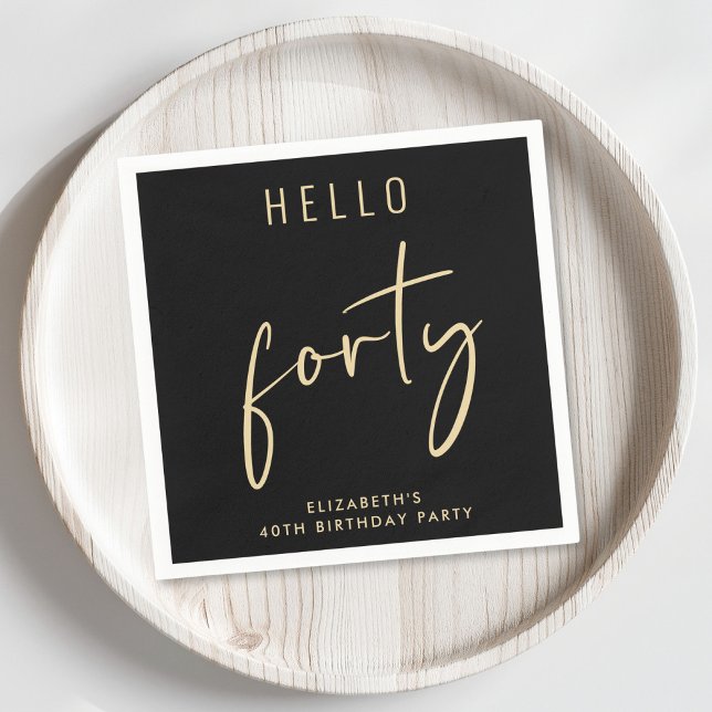 Chic Black Gold 40. Geburtstag Party Serviette (Von Creator hochgeladen)