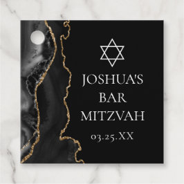 Chic Black Gold Agate Bar Mitzvah Custom Party Geschenkanhänger
