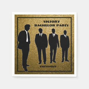 Chic Black & Gold Bachelor Party Serviette